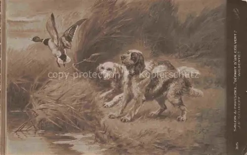 AK / Ansichtskarte GELIBERT J.B. Kuenstlerkarte Salon de Paris Hunde Ente 