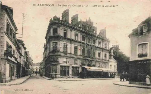 AK / Ansichtskarte ALENCON 61 Orne Rue du Collège et le Café de la Rotonde
