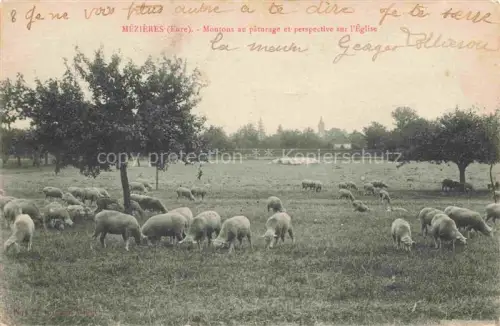 AK / Ansichtskarte Mezieres-en-Vexin ANDELYS 27 Eure Moutons au pâturage et perspective sur l'église