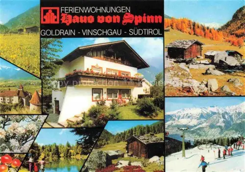 AK / Ansichtskarte Goldrain Vinschgau Coldrano-Martello BOLZANO Bozen Suedtirol IT Ferienwohnungen Haus von Spinn Teilansichten Skilift Berghuette