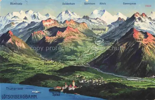 AK / Ansichtskarte SPIEZ Thunersee BE mit Loetschbergbahn Panoramakarte