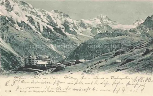 AK / Ansichtskarte Muerren BE Hotel des Alpes Mittag Gross Breit und Tschingelhorn