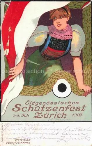 AK / Ansichtskarte ZueRICH  ZH Eidgen Schuetzenfest 1907 Plakat