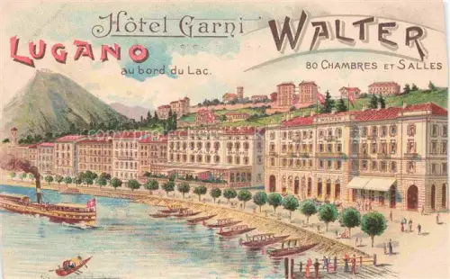 AK / Ansichtskarte LUGANO Lago di Lugano TI Hotel Garni Walter