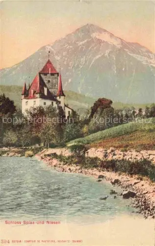 AK / Ansichtskarte SPIEZ Thunersee BE Schloss Spiez und Niesen