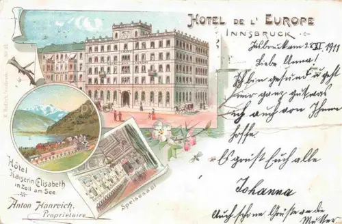 AK / Ansichtskarte INNSBRUCK Tirol AT Hotel de l'Europe Hotel Kaiserin Elisabeth Speisesaal