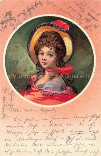 AK / Ansichtskarte Frauen Hut Frau Portraet Litho