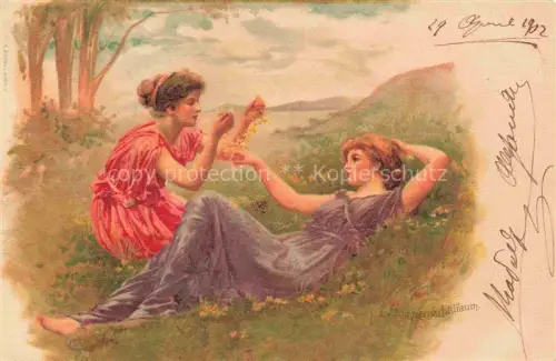 AK / Ansichtskarte Frauen Sommerachttraeume Landschaft Litho