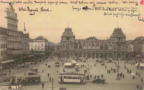 AK / Ansichtskarte STRAssENBAHN Tramway-- Bruxelles Gare du Nord Place Rogler 