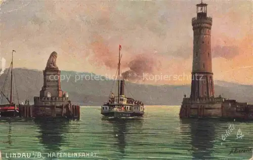AK / Ansichtskarte Verlag Tucks Oilette Serie Nr. 736 Lindau i B  Hafeneinfahrt Leuchtturm Schiff  