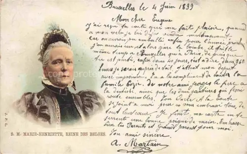 AK / Ansichtskarte ADEL  Monarchie Noble-- M. Marie Henriette Reine des Belges Bruxelles 