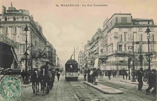 AK / Ansichtskarte STRAssENBAHN Tramway-- Marseille la rue Cannebiere 