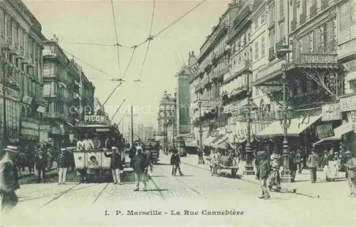 AK / Ansichtskarte STRAssENBAHN Tramway-- Marseille la Rue Cannebiere 