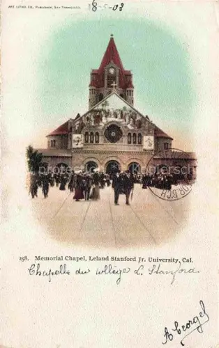 AK / Ansichtskarte SAN FRANCISCO California USA Memorial Chapel Leland Stanford Jr. University