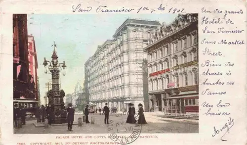 AK / Ansichtskarte SAN FRANCISCO California USA Palace Hotel and Lotta Fountain