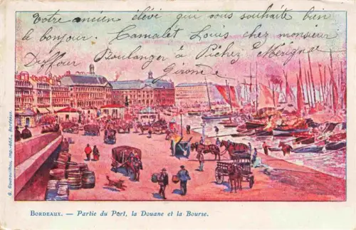 AK / Ansichtskarte BORDEAUX 33 Gironde Partie du port la douane et la bourse Dessin Kuenstlerkarte