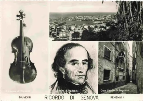 AK / Ansichtskarte Geige Violine Violon-- Ritratto Paganini Ricordo Genova
