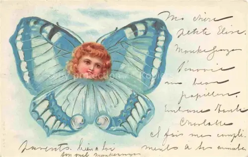 AK / Ansichtskarte Schmetterlinge Maedchen Litho