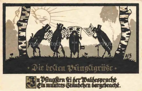 AK / Ansichtskarte Schattenbildkarte Shadowbolt Scherenschnitt-AK die Grille Pfingsten 