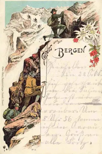 AK / Ansichtskarte Gruss aus den Bergen Litho Soldaten Klettern Schweiz 