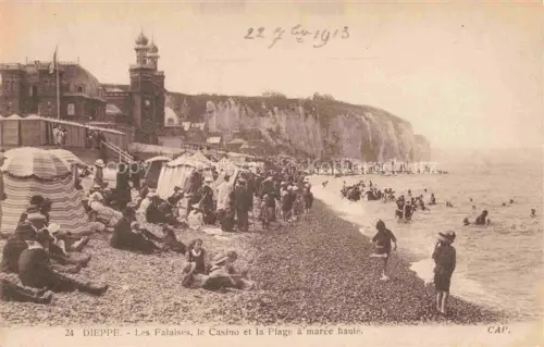 AK / Ansichtskarte DIEPPE 76 Seine-Maritime Les falaises le casino et la plage à marée haute