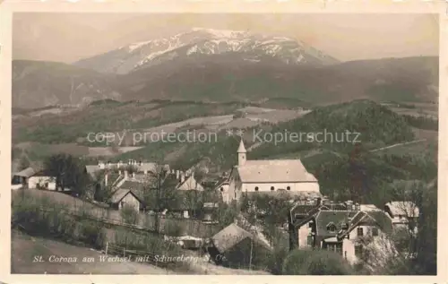 AK / Ansichtskarte St Corona Wechsel Niederoesterreich AT mit Schneeberg