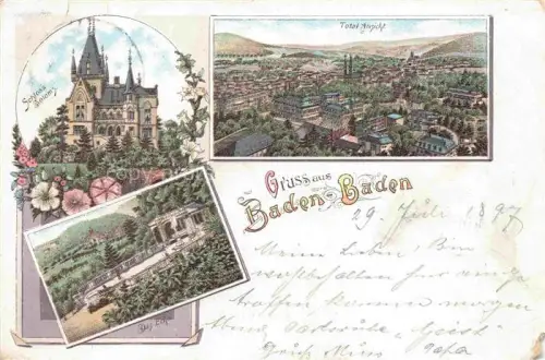AK / Ansichtskarte BADEN-BADEN Schloss Soloms Das Echo Panorama