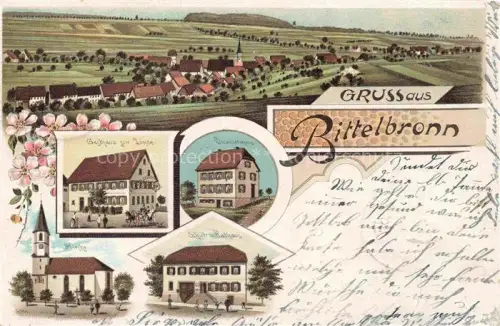 AK / Ansichtskarte Bittelbronn Haigerloch Zollernalbkreis BW Panorama Gasthaus zur Linde Kirche Schul und Rathaus