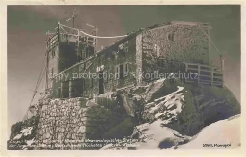 AK / Ansichtskarte Zugspitzbahn Garmisch-Partenkirchen Bayern Unterkunftshaus Meteorologische Station