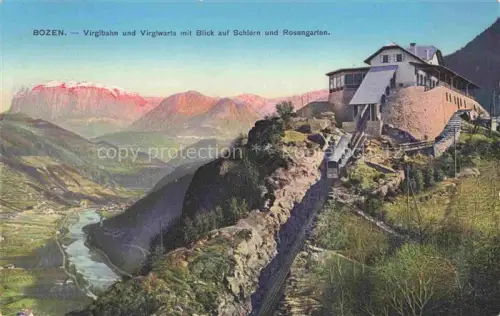 AK / Ansichtskarte Bozen  BOLZANO Suedtirol IT Virglbahn und Virglwarte mit Blick auf Schlern und Rosengarten