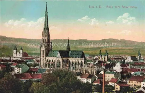AK / Ansichtskarte LINZ DONAU AT Blick vom Bauernberg Kirche