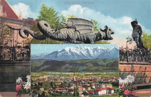 AK / Ansichtskarte KLAGENFURT Woerthersee Kaernten AT Drachenskulptur Panorama