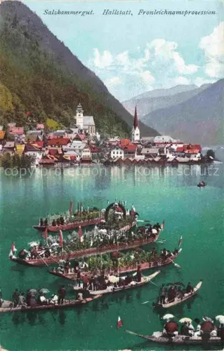 AK / Ansichtskarte Hallstatt Oberoesterreich AT Fronleichnamsprozession am Hallstaettersee