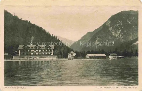 AK / Ansichtskarte Plansee 973m Breitenwang Ausserfern Tirol AT Hotel Forelle mit Badeanlage