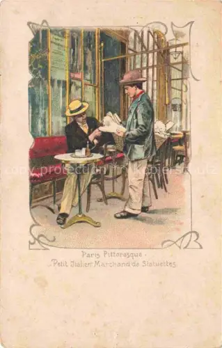 AK / Ansichtskarte PARIS 75 Paris Pittoresque Petit Italien Marchand de Statuettes Dessin Kuenstlerkarte