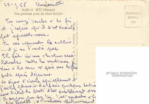 AK / Ansichtskarte SETE Cette 34 Herault Vue generale prise du Mont St Clair