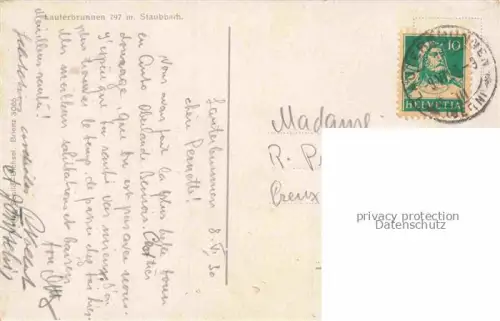 AK / Ansichtskarte Lauterbrunnen BE mit Staubbach Wasserfall