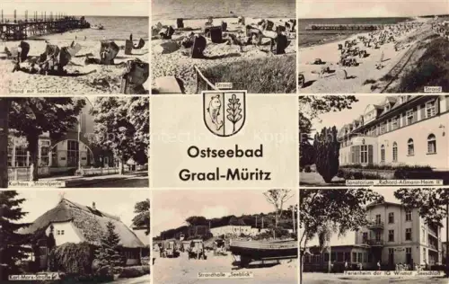 AK / Ansichtskarte Graal-Mueritz Ostseebad Strand Seebruecke Kurhaus Strandperle Karl Marx Strasse Strandhalle Seeblick Sanatorium Richard Altmann Heim
