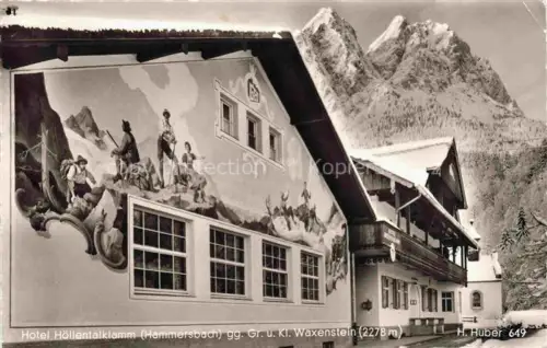 AK / Ansichtskarte Hammersbach Grainau Garmisch Bayern Hotel Hoellentalklamm mit Gr und Kl Waxenstein