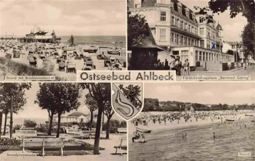 AK / Ansichtskarte AHLBECK HERINGSDORF Insel Usedom Ostseebad Strand Brueckenrestaurant FDGB Erholungsheim Bernhard Goering Strandpromenade Strand