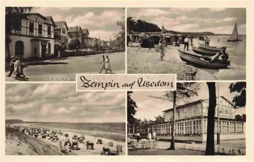 AK / Ansichtskarte Zempin Ostseebad Strandstrasse Strandpartien Strandhalle