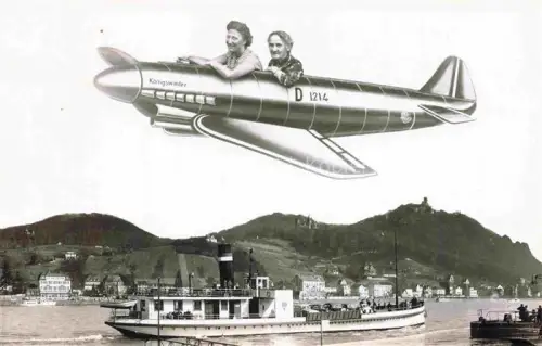 AK / Ansichtskarte Koenigswinter Panorama Blick ueber den Rhein Dampfer Flugzeug