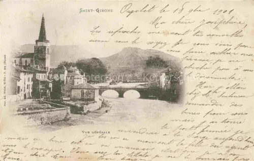 AK / Ansichtskarte Saint-Girons Ariege Vue générale Pont Eglise