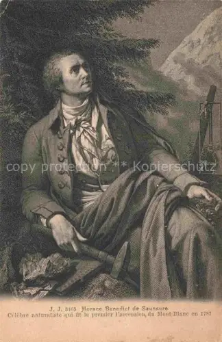AK / Ansichtskarte MONT-BLANC  4807m 74 Haute-Savoie Horace Benedict de Saussure Premier l'ascension du Mont-Blanc en 1787 Peinture Kuenstlerkarte