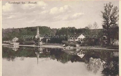 AK / Ansichtskarte Ambach Starnbergersee Bayern Uferpartie am Starnberger See Blick zur Kirche