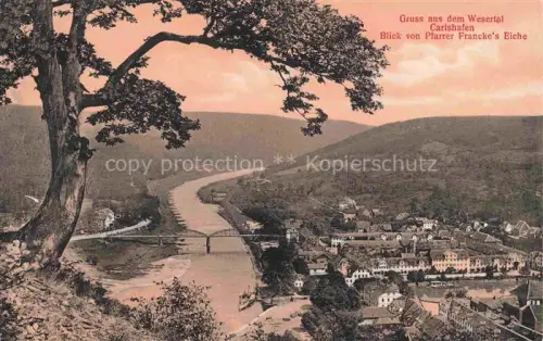 AK / Ansichtskarte Carlshafen Weser Hessen Blick von Pfarrer Franckes Eiche