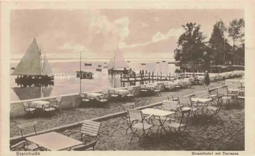 AK / Ansichtskarte Steinhude Meer Wunstorf Strandhotel mit Terrasse