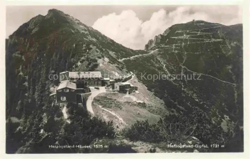AK / Ansichtskarte Herzogstandhaeuser 1575m Walchenseer Berge Bayern mit Herzogstandgipfel