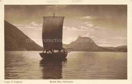 AK / Ansichtskarte Lago di LUGANO TI Segelschiff und Monte San Salvatore