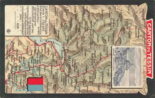 AK / Ansichtskarte Tessin Ticino Region uebersichtskarte